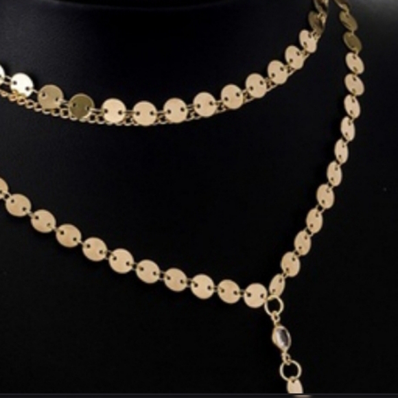 Dream Disc GOLD Triple Layered Y Necklace + Choker - Picture 6 of 8